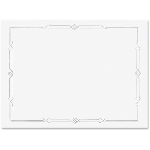 First Base Linen Certificates with Foil - 8.50" x 11" - Laser, Inkjet Compatible - Silver, White with Gold Border - Linen Paper - 15 / Pack - Certificates - FST83423