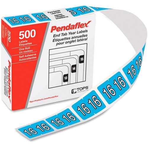 Pendaflex Green Yearly Shelf Folder Labels - "16 16" - 1 1/4" x 15/16" Length - Blue - 500 / Roll - 1 Roll - Filing Labels & Systems - PFX06716
