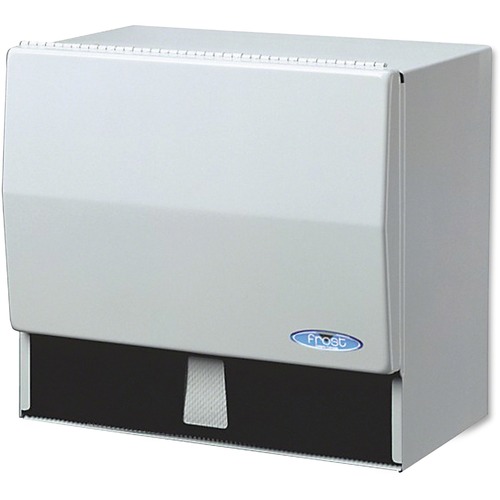 Clear Path Dura Plus Frost Universal Towel Dispenser - Singlefold Dispenser - 10 x Roll - 9.50" (241.30 mm) Height x 10.50" (266.70 mm) Width x 6.75" (171.45 mm) Depth - Metal - White - Durable, Cutting Bar