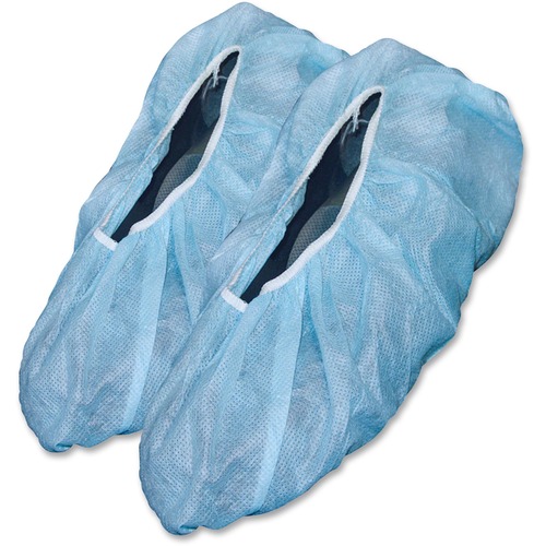 Ronco Protective Shoe Covers - Anti-static, Antic Slip Sole, Stretchable - Regular Size - Dust, Contaminant, Particulate Protection - Nonwoven, Polypropylene - Blue - 100 / Box - Safety Gear - RON1991