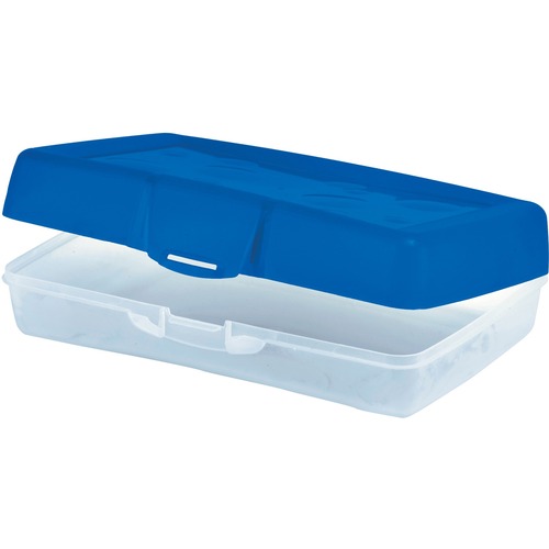 Storex Carrying Case School Stationery - Blue - Water Resistant - Plastic, Poly - 2.20" (55.88 mm) Height x 8.66" (219.96 mm) Width x 5.63" (142.88 mm) Depth - 1 Pack