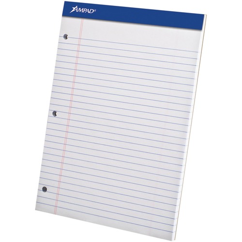 TOPS Wide-ruled Perforated Note Pad - 50 Sheets - 8 1/2" x 11 3/4" - White Paper - Micro Perforated, Rigid, Chipboard Backing, Easy Tear - 1 Each
