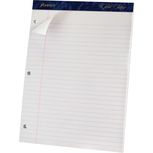 TOPS Gold Fibre Micro-Perforated Notepad - 70 Sheets - Stapled/Glued - 8 1/2" x 11 3/4" - White Paper - Micro Perforated, Chipboard Backing, Easy Tear - 1Each