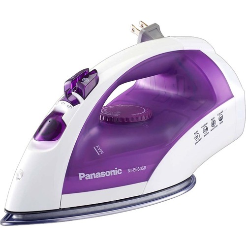 Panasonic Clothes Iron - Automatic Shut Off - Stainless Steel Sole Plate - Anti-Calcium System - 1200 W - White, Purple