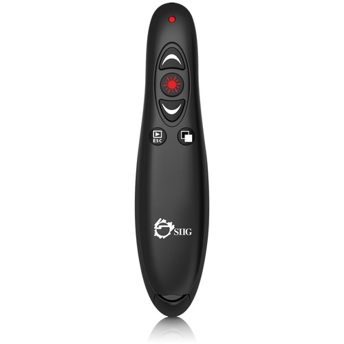 SIIG, Inc 2.4GHz RF Wireless Presenter - Wireless - 33 ft - Radio Frequency - 2.40 GHz - Black - USB - 5 Button(s) - Symmetrical - 1