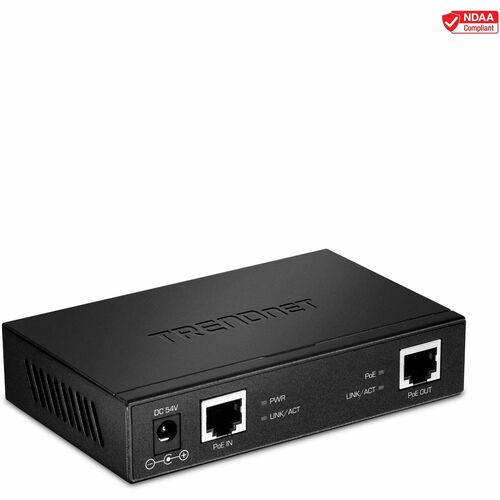 TRENDnet Gigabit PoE+ Repeater/Amplifier; Single Port PoE; Power Over Ethernet; 802.3af; 802.3at; 10/100/1000 Mbps; TPE-E110 - Gigabit PoE+ Repeater/Amplifier