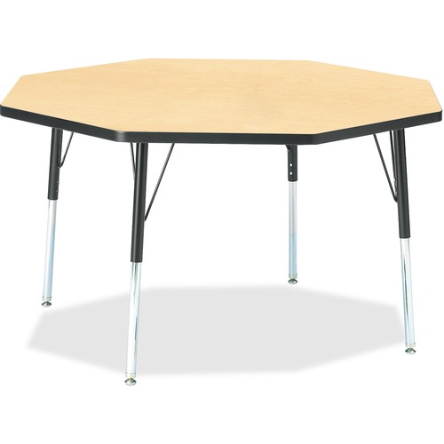 Jonti-Craft Berries Adult Height Color Edge Octagon Table - Laminated Octagonal, Maple Top - Four Leg Base - 4 Legs - Height Adjustable - 24" to 31" Adjustment - 1.13" Table Top Thickness x 48" Table Top Diameter - 31" Height - Art, Craft - Assembly Requi