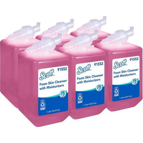 Scott Foam Skin Cleanser w/Moisturizers - Floral ScentFor - 33.8 fl oz (1000 mL) - Hands-free Dispenser - Kill Germs - Office, Healthcare - Moisturizing - Pink - Rich Lather - 6 / Carton