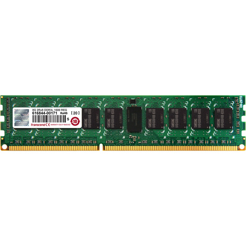 Transcend DDR3L 1600 REG-DIMM 8GB CL11 2Rx8 1.35V - 8 GB (1 x 8GB) - DDR3-1600/PC3-12800 DDR3 SDRAM - 1600 MHz - CL11 - 1.35 V - ECC - Registered - 240-pin - DIMM
