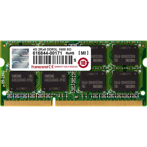 Transcend DDR3 SO-DIMM LV - 4 GB - DDR3-1600/PC3-12800 DDR3 SDRAM - 1600 MHz - CL11 - 1.35 V - Non-ECC - Unbuffered - 204-pin - SoDIMM