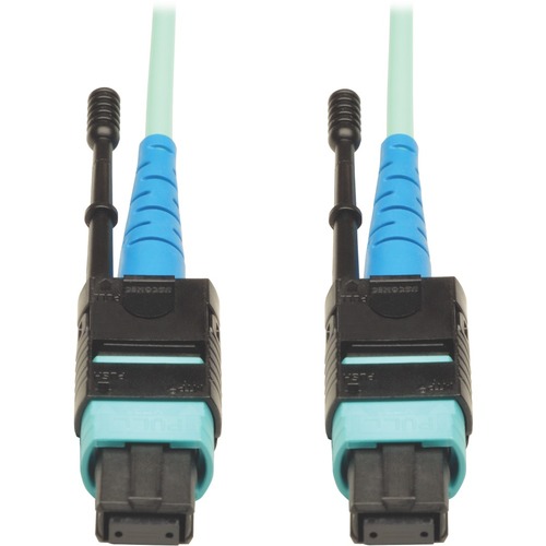 Tripp Lite MTP MPO Patch Cable Push Pull Tab 100GbE Aqua OM3 Plenum 3M 10ft 10' '3 Meter - 10 ft Fiber Optic Network Cable for Network Device - First End: 1 x MTP/MPO Network - Second End: 1 x MTP/MPO Network - Patch Cable - 50/125 µm - Aqua