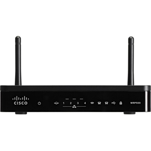 Cisco WRP500 Wi-Fi 5 IEEE 802.11ac Ethernet Wireless Router - 2.48 GHz ISM Band - 5.85 GHz UNII Band(2 x External) - 4 x Network Port - 1 x Broadband Port - USB - Gigabit Ethernet - VPN Supported - Desktop