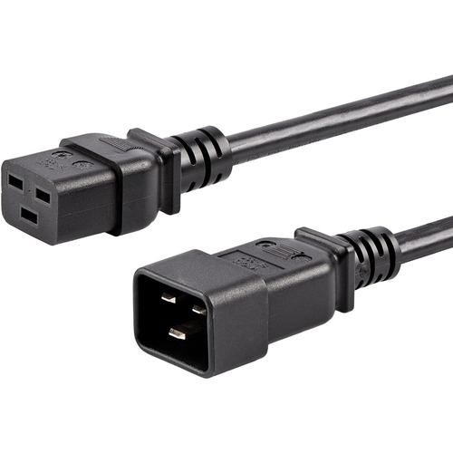 StarTech.com 10ft (3m) Heavy Duty Extension Cord, IEC C19 to IEC C20 Black Extension Cord, 15A 250V, 14AWG, Heavy Gauge Power Cable - 10ft (3m) Heavy duty extension cord w/ IEC 60320 C19 to C20 connectors; 250V at 15A (Max); UL listed (UL62 & UL817); AC P