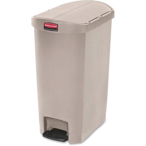 Rubbermaid Commercial Slim Jim 13G End Step Container - 13 gal Capacity - 28.4" Height x 13.5" Width - Resin, Poly, Plastic - Beige - 1 Each