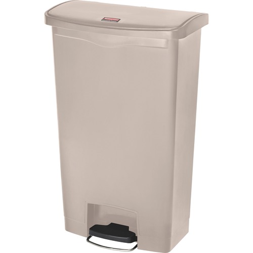 Rubbermaid Commercial Slim Jim 18G Front Step Container - 18 gal Capacity - 31.6" Height x 12.2" Width - Resin, Poly, Plastic - Beige - 1 Each