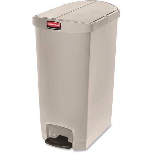 Rubbermaid Commercial Slim Jim 18G End Step Container - 18 gal Capacity - 30.8" Height x 14.7" Width - Resin, Poly, Plastic - Beige - 1 Each