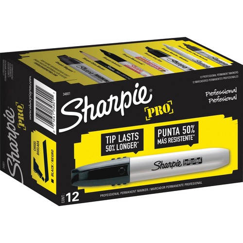 Sharpie Professional Chisel Tip Markers - Chisel Marker Point Style - Black - Rubber Barrel - 1 / Dozen
