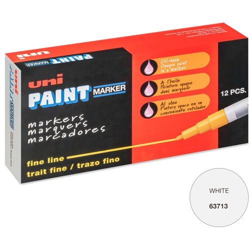 uni® Uni-Paint PX-21 Oil-Based Marker - Fine Marker Point - White Oil Based Ink - 1 Dozen