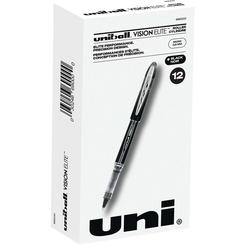 uniball™ Vision Elite Rollerball Pen - Micro Pen Point - 0.5 mm Pen Point Size - Black - 1 Dozen