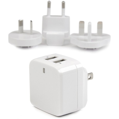 StarTech.com Travel USB Wall Charger â€" 2 Port â€" White â€" Universal Travel Adapter â€" International Power Adapter â€" USB Charger - Charge a tablet and a phone simultaneously, almost anywhere aro