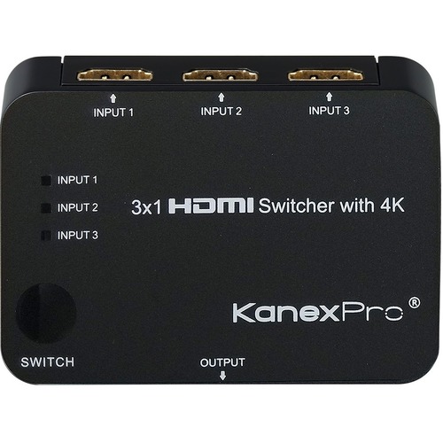 KanexPro 3x1 HDMI Switcher with 4K Support - Home Theater, TV, Blu-ray Disc Player, PlayStation 4, Xbox, HDTV, Projector, PlayStation 3, DVD Player Compatible - 3 x HDMI Digital Audio/Video In, 1 x HDMI Digital Audio/Video Out, 1IR Input