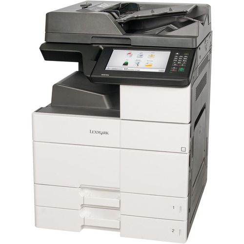 Lexmark MX910de Laser Multifunction Printer - Monochrome - Copier/Fax/Printer/Scanner - 45 ppm Mono Print - 1200 x 1200 dpi Print - Automatic Duplex Print - Up to 200000 Pages Monthly - 1150 sheets Input - Color Scanner - 600 dpi Optical Scan - Monochrome