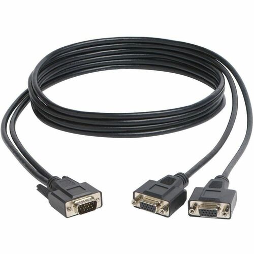 Tripp Lite High Resolution VGA Monitor Y Splitter Cable HD15 to 2x HD15 6ft - 6 ft VGA Video Cable for PC, Monitor - First End: 1 x 15-pin HD-15 - Male - Second End: 2 x 15-pin HD-15 - Female - Splitter Cable - Supports up to 1600 x 1200 - Shielding - Bla