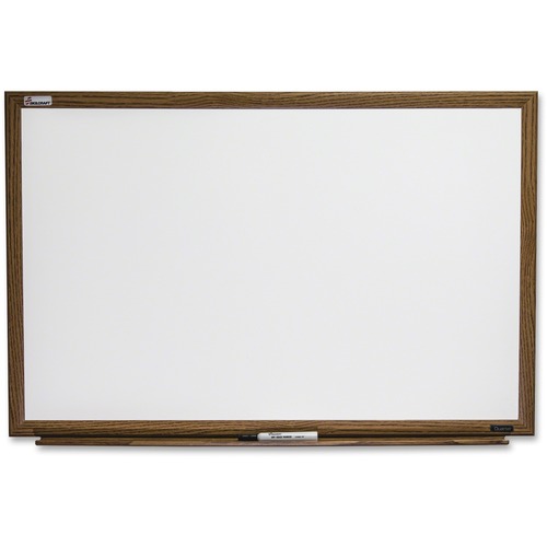 SKILCRAFT Oak Wood Frame Dry-erase Whiteboard - 48" (4 ft) Width x 36" (3 ft) Height - Melamine Surface - Oak Wood Frame - Rectangle - Non-magnetic, Dent Resistant, Marker Tray, Easy to Clean - 1 Each