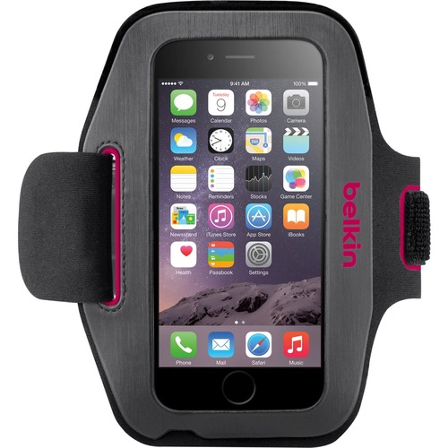 Belkin Sport-Fit Carrying Case (Armband) Apple iPhone 6 Smartphone - Gravel, Fucsia - Neoprene Body - Armband