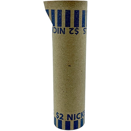 PAP-R Tubular Coin Wrappers - Total $2.00 in 40 Coins of 5¢ Denomination - Heavy Duty, Burst Resistant - Kraft - Blue - 1000 / Box