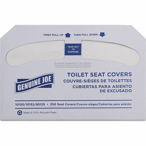 Genuine Joe Toilet Seat Covers - Half-fold - 250 / Pack - 5000 / Carton - White