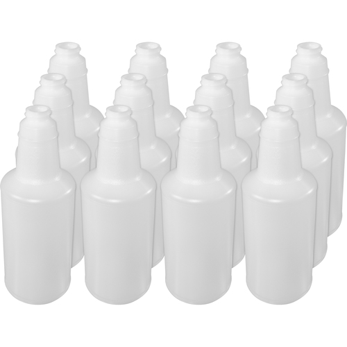 Genuine Joe Plastic Bottle with Graduations - Suitable For Cleaning - Lightweight, Durable, Graduated - 12 / Carton - Translucent