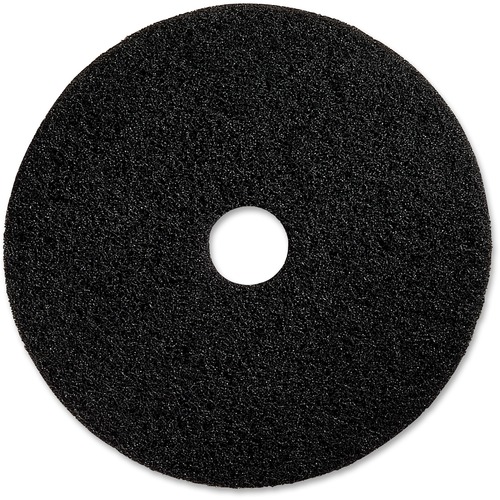 Genuine Joe Black Floor Stripping Pad - 13" Diameter - 5/Carton x 13" Diameter x 1" Thickness - Stripping - 175 rpm to 350 rpm Speed Supported - Resilient, Heavy Duty, Flexible, Long Lasting - Fiber - Black