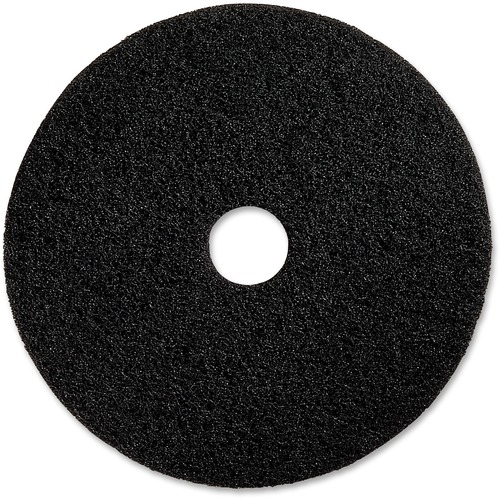 Genuine Joe Black Floor Stripping Pad - 17" Diameter - 5/Carton x 17" Diameter x 1" Thickness - Stripping, Floor - 175 rpm to 350 rpm Speed Supported - Resilient, Heavy Duty, Flexible, Dirt Remover, Long Lasting, Abrasive, Rotate - Fiber, Resin - Black