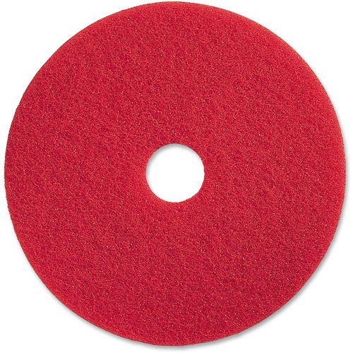 Genuine Joe Red Buffing Floor Pad - 13" Diameter - 5/Carton x 13" Diameter x 1" Thickness - Buffing, Scrubbing, Floor - 175 rpm to 350 rpm Speed Supported - Flexible, Resilient, Dirt Remover, Rotate - Fiber - Red