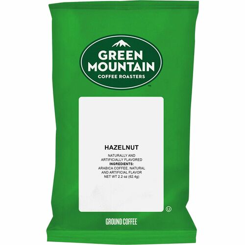 Green Mountain Coffee Ground Hazelnut Light Roast Coffee - Light/Mild - 2.2 oz Per Packet - 50 Packet - 50 / Carton