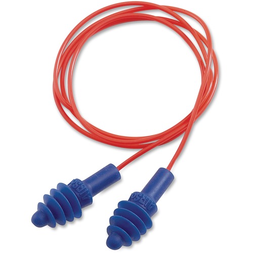 Howard Leight AirSoft Polycord Earplugs - Noise Protection - Thermoplastic Elastomer (TPE) - Red - Corded, Comfortable - 100 / Box