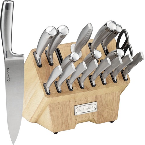 Cuisinart 19 Piece Cutlery Set with Block - 19 Piece(s) - Knife Set - 1 x Chef's Knife, 1 x Serrated Bread Knife, 1 x Slicer, 2 x Santoku Knife, 1 x Serrated Utility Knife, 1 x Paring Knife, 1 x Bird's Beak Knife, 8 x Steak Knife - Cutting, Slicing, Parin