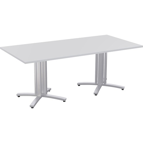 Special-T Structure 4X Structure Table - Fashion Gray Rectangle, High Pressure Laminate (HPL) Top - Metallic Silver 3-Column Base - 2 Legs - 330 lb Capacity - 84" Table Top Length x 42" Table Top Width x 1.25" Table Top Thickness - 29" Height - Assembly R