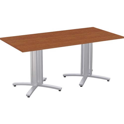 Special-T Structure 4X Structure Table - High Pressure Laminate (HPL) Rectangle, Wild Cherry Top - Metallic Silver 3-Column Base - 2 Legs - 330 lb Capacity - 72" Table Top Length x 36" Table Top Width x 1.25" Table Top Thickness - 29" Height - Assembly Re