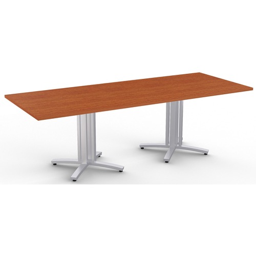 Special-T Structure 4X Structure Table - High Pressure Laminate (HPL) Rectangle, Wild Cherry Top - Metallic Silver 3-Column Base - 2 Legs - 330 lb Capacity - 10 ft Table Top Length x 48" Table Top Width x 1.25" Table Top Thickness - 29" Height - Assembly 