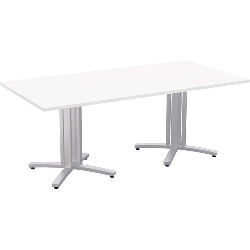 Special-T Structure 4X Structure Table - Designer White Rectangle, High Pressure Laminate (HPL) Top - Metallic Silver 3-Column Base - 2 Legs - 330 lb Capacity - 84" Table Top Length x 42" Table Top Width x 1.25" Table Top Thickness - 29" Height - Assembly