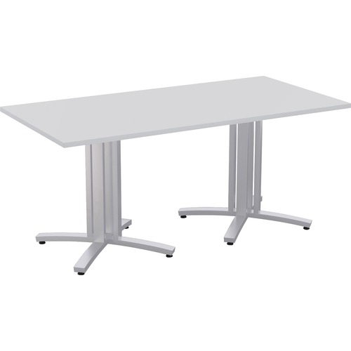 Special-T Structure 4X Structure Table - Fashion Gray Rectangle, High Pressure Laminate (HPL) Top - Metallic Silver 3-Column Base - 2 Legs - 330 lb Capacity - 72" Table Top Length x 36" Table Top Width x 1.25" Table Top Thickness - 29" Height - Assembly R