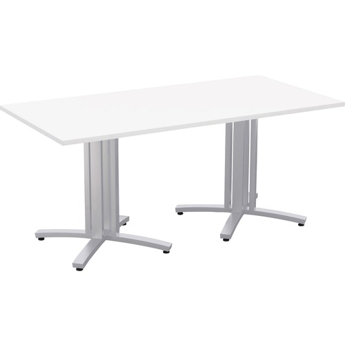 Special-T Structure 4X Structure Table - Designer White Rectangle, High Pressure Laminate (HPL) Top - Metallic Silver 3-Column Base - 2 Legs - 330 lb Capacity - 72" Table Top Length x 36" Table Top Width x 1.25" Table Top Thickness - 29" Height - Assembly