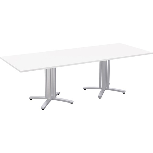 Special-T Structure 4X Structure Table - Designer White Rectangle, High Pressure Laminate (HPL) Top - Metallic Silver 3-Column Base - 2 Legs - 330 lb Capacity - 10 ft Table Top Length x 48" Table Top Width x 1.25" Table Top Thickness - 29" Height - Assemb