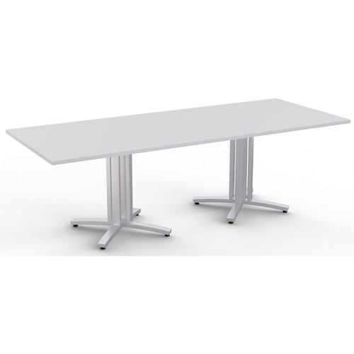 Special-T Structure 4X Structure Table - Fashion Gray Rectangle, High Pressure Laminate (HPL) Top - Metallic Silver 3-Column Base - 2 Legs - 330 lb Capacity - 10 ft Table Top Length x 48" Table Top Width x 1.25" Table Top Thickness - 29" Height - Assembly