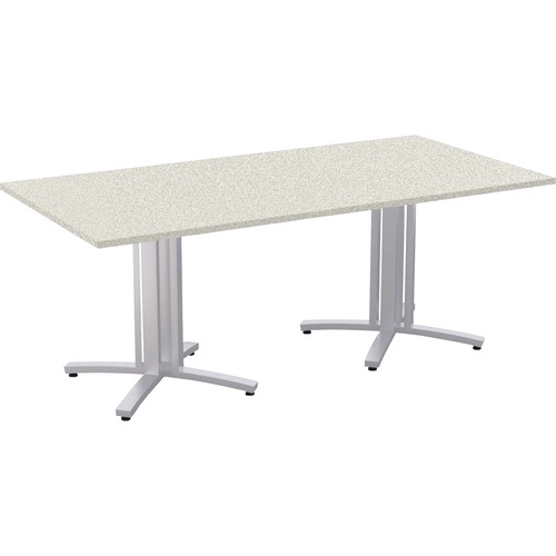 Special-T Structure 4X Structure Table - High Pressure Laminate (HPL) Rectangle, White Nebula Top - Metallic Silver 3-Column Base - 2 Legs - 330 lb Capacity - 84" Table Top Length x 42" Table Top Width x 1.25" Table Top Thickness - 29" Height - Assembly R