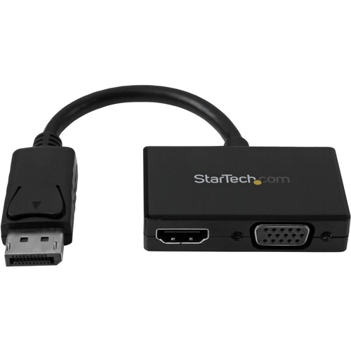 StarTech.com Travel A/V Adapter: 2-in-1 DisplayPort to HDMI or VGA - Connect your DisplayPort equipped computer system to an HDMI or VGA display - Displayport to HDMI - DisplayPort to VGA - DP to HDMI - DP to VGA - Ultrabook to projector - laptop video ou