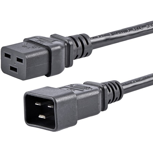 StarTech.com 6ft (1.8m) Heavy Duty Extension Cord, IEC C19 to IEC C20 Black Extension Cord, 15A 250V, 14AWG, Heavy Gauge Power Cable - 6ft (1.8m) Heavy duty extension cord w/ IEC 60320 C19 to C20 connectors; 250V at 15A (Max); UL listed (UL62 & UL817); AC