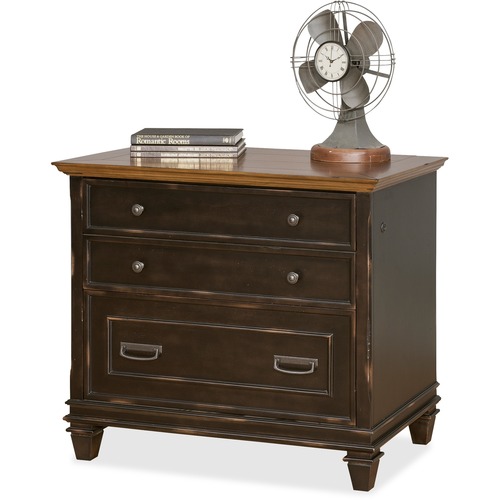 Martin Hartford Lateral File - 36" x 21"31" - 2 x File Drawer(s) - Material: Wood Veneer - Finish: Vintage Black - Lockable Drawer, Ball Bearing Glide - For File, Home Office, Living Area